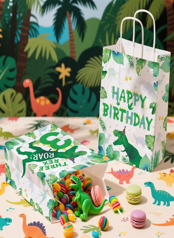 Grencian 16Pcs Dinosaur 3rd Birthday Party Favor Bags 3 Three Rex Dinosaur Candy Treat Gift Goodie Bags with Handles Three Rex Birthday Decorations for Boys 3 Year Old Party Decorations Favors Supplies - Image 5